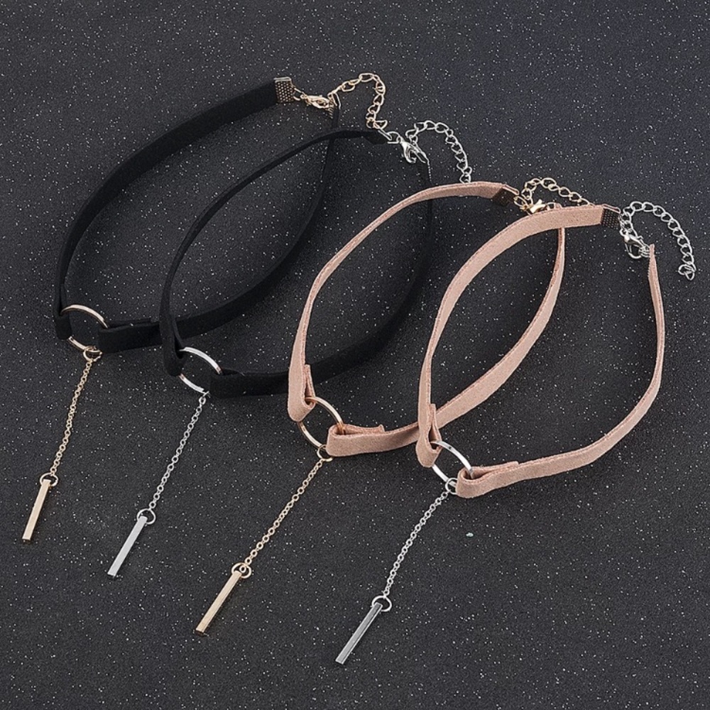 ⚜️[𝟯/$𝟮𝟴]⚜️Gold Bar Drop Black 3/8” Choker NEW - Picture 6 of 9